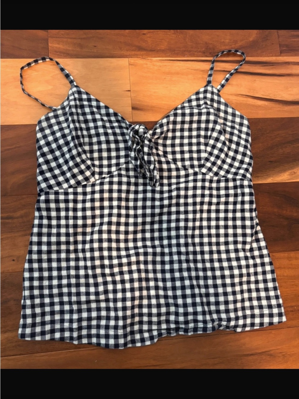 Old Navy Black and White Gingham Tie-Front Camisole